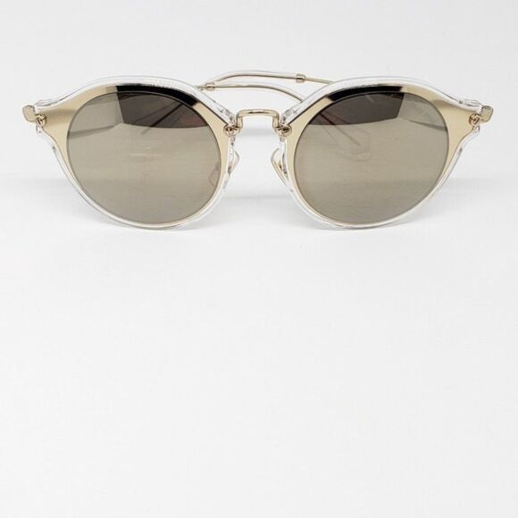 Miu Miu Round Metal Sunglasses Frame Gold